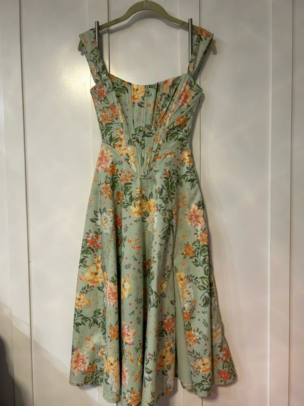 House of CB Sabrina Light Jade Floral Print Bustier Sundress - Picture 2 of 10